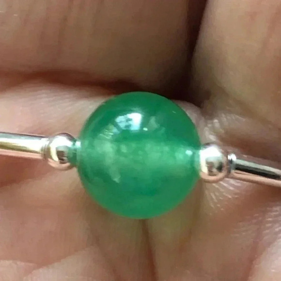 Handmade Blessing Bracelet Stretch 925 Sterling Silver Jade Chalcedony New NWT - Picture 2 of 4